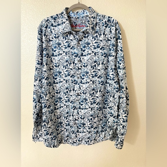 Robert Graham Blue Floral Cotton Classic Fit button down size 2XL - Picture 1 of 3